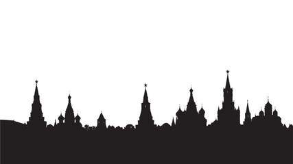 Obraz premium a striking black silhouette of moscow s iconic skyline with its spires and domes perfect for design projects on transparent background silhouette high quality professional detailed