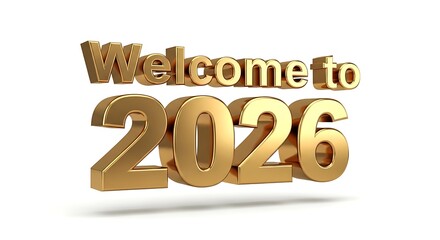 Golden welcome to year two thousand twenty six on white