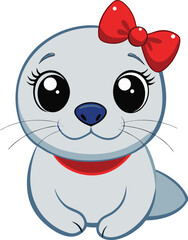 Cute baby seal character illustration in a playful pose