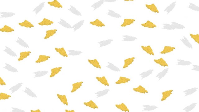 Scattered yellow leaf shapes with gray shadows. Natureinspired backgrounds, autumnthemed designs, seasonal decorations, botanical prints, and organic product packaging.