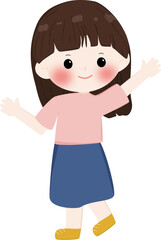 Illustration cute girl with brown hair