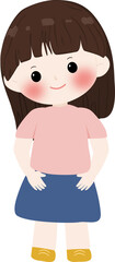Illustration cute girl with brown hair