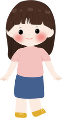 Illustration cute girl with brown hair