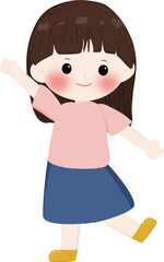 Illustration cute girl with brown hair