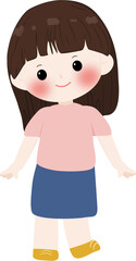 Illustration cute girl with brown hair