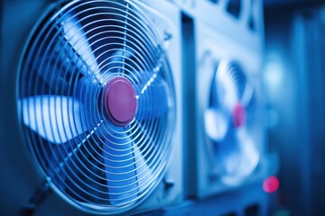 A view of Server Fans rotating for cooling in data center