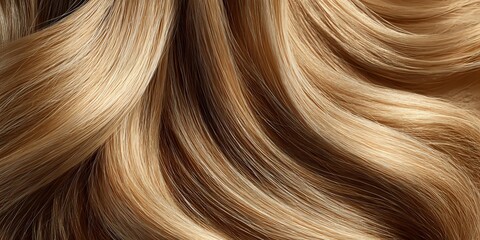 Fototapeta premium Luxurious blonde hair with golden highlights flowing in smooth waves, showcasing natural shine and silky texture for beauty and haircare concepts.