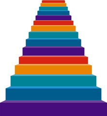 Staircase, multicolored staircase in rainbow colors, colorful staircase isolated on white background. Vector, cartoon illustration, poster, postcard. Vector