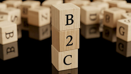 B2C Strategy Wooden Blocks Business To Consumer Marketing Approach Retail Sales e Commerce Success Strategy Commerce B2C