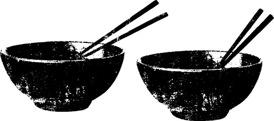 Premium takeaway soup design: black and white stencil illustration for restaurant branding and menus