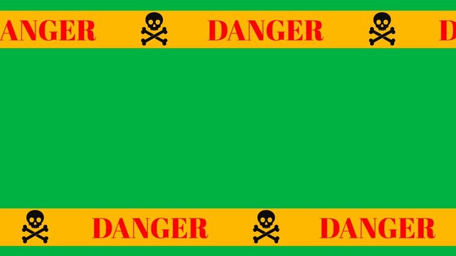 Warning Banner Animation With Hazard Icons And Green Center.