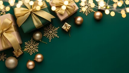 Festive Christmas Gifts and Ornaments with Twinkling Lights