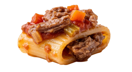 Paccheri Pasta with Beef Ragu and Vegetables italian food