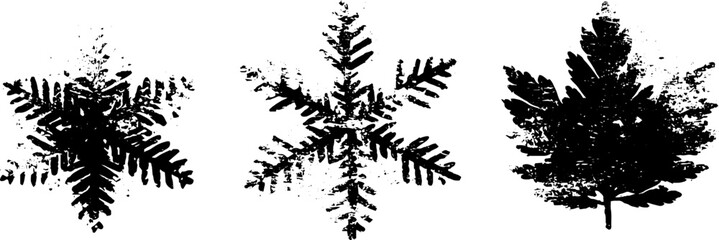 Fototapeta premium Black and white snowflake and leaf stencil art for winter decorations and designs