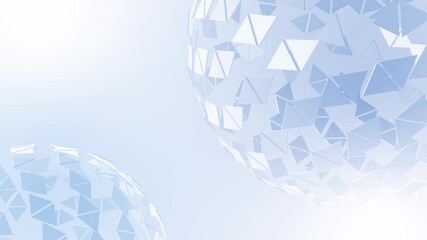 Abstract technology background with 3D triangle geometric spheres blue and white global network - Powered by Adobe