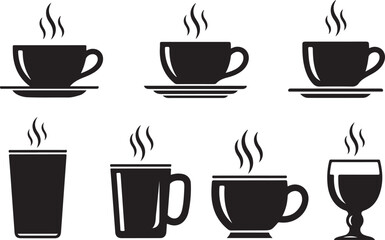 Obraz premium Assorted Black Silhouettes of Hot Drinks coffee