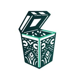 Elegant Ornate Open Box with Abstract Patterns Vector Illustration