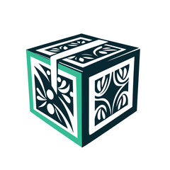 Abstract Decorative Patterned Cube Vector Illustration