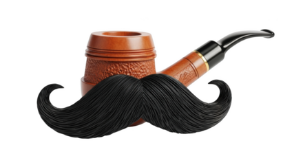 Vintage Tobacco Pipe And Black Moustache On Black Background smoking retro