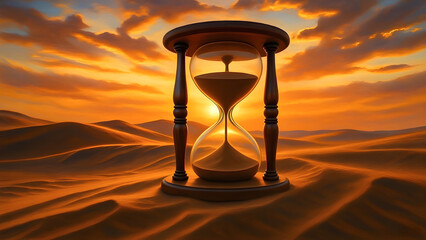 Hourglass in Desert - Symbol of Time, Transience and Reflection