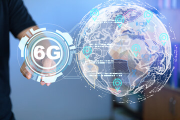 Using future technology to use high-speed internet, 6g network connecting networks around the world, security, safe internet, 5g, future technology, high-speed internet, 6g