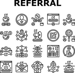 affiliate referral program icons set vector