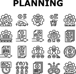 enterpriser resource planning erp icons set vector