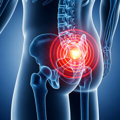 X-ray visualization of severe sacroiliac joint pain causing radiating lower back discomfort