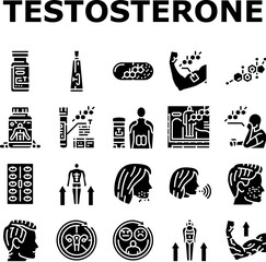 Obraz premium testosterone hormone level icons set vector