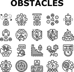 Fototapeta premium startup obstacles funding icons set vector