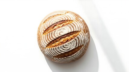 Freshly baked croissant bread, crisp texture, isolated on white background.