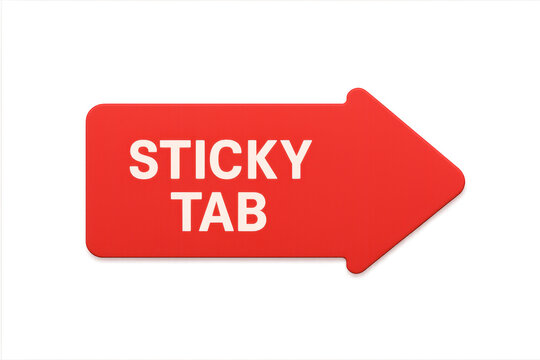 Red arrow sticky tab pointing right transparent background
