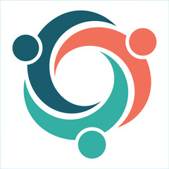 Abstract business community teamwork logo with three people in circular unity