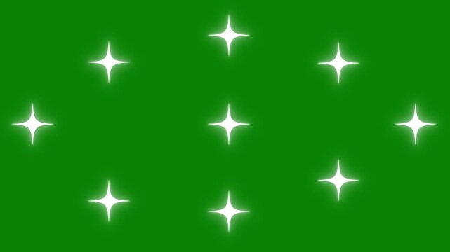 Glow twinkle movement timeline, energy explosion video. green screen background 4k animation.flat vector doodle sparkle,Pulsing stars-, white cartoon,glowing light trails,fast line glitter motion