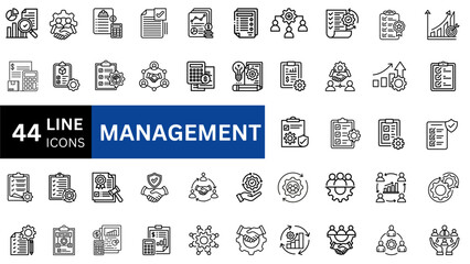 Management line icons set. Vector illustration 