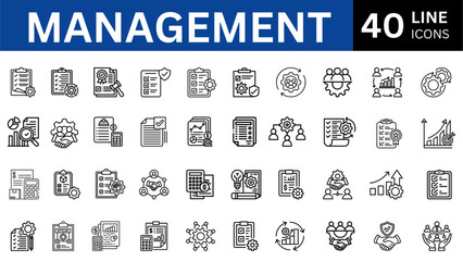 Management line icons set. Management icon collection. Vector illustrator