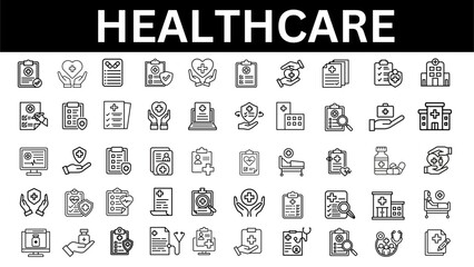 Healthcare editable line icon collection. Vector illustration set 