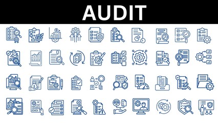 Audit line icon set. Vector illustration 