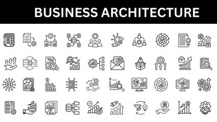 Business Architecture editable line icon collection. Vector illustration set 