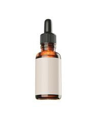 Amber serum dropper bottle mockup on transparent background 3D render