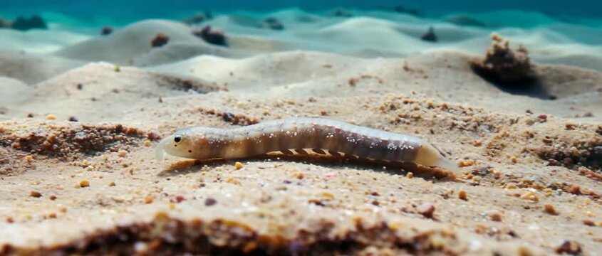 Marine Bristle Worm Crawling on the Sandy Ocean Floor.