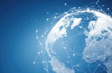 Connected globe with white lines against a cool blue background