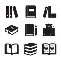 Book Icon Set &ndash; Education, Library, Study, Reading Symbol Vector Collection