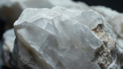 Close-up of a roughly hewn, translucent mineral formation, showcasing natural textures
