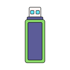 USB Flash Drive Flat design style, portable storage stick, useful for backup, transfer, and portable data illustrations.