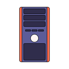 Computer Tower Flat design style, a classic PC chassis with front panel, useful for tech system visuals, hardware diagrams, and computing themed designs.