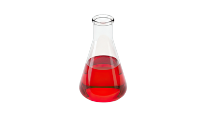 Erlenmeyer Flask with Red Liquid on White Background