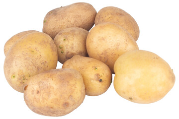 Potato isolated on white background pile