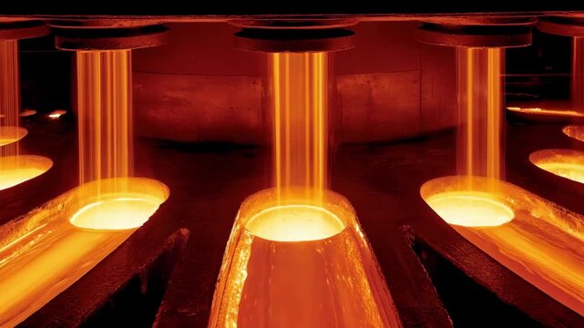 Medium view of an induction furnace emphasizing ecofriendly metal processing demonstrating reduced emissions and energyefficient electromagnetic melting methods.