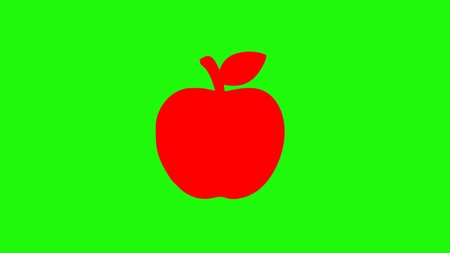 Red apple fruit icon animation on a green background